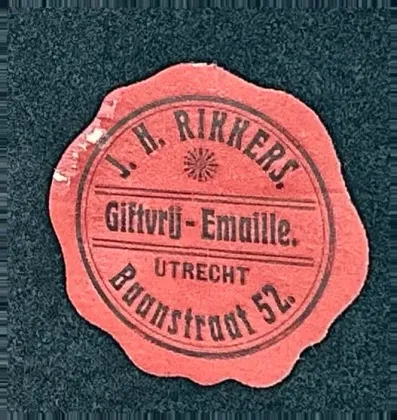 Sluitzegel J.H. Rikkers – Gifvrij Emaille, Utrecht