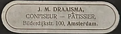 Sluitzegel J. M. Draaisma, Confiseur-Patissier Amsterdam