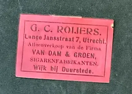 Sluitzegel G.C. Roijers – Alleenverkoper Van Dam & Groen Sigaren