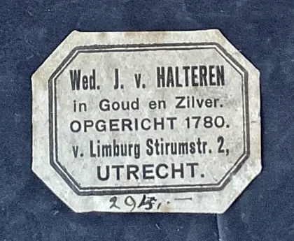 Sluitzegel Wed. J. v. Halteren – Juwelier Utrecht (opgericht 1780)