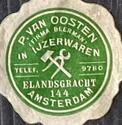 Sluitzegel P. van Oosten – IJzerwarenhandel Amsterdam
