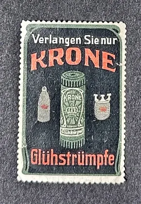 Krone Glühstrümpfe – Reclamesluitzegel voor gloeikousen
