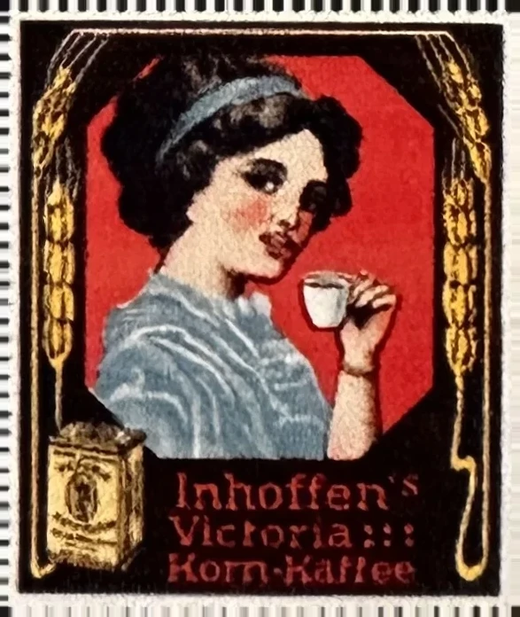 Inhoffen's Victoria Korn-Kaffee reclamesluitzegel
