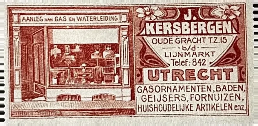 Reclamesluitzegel J. Kersbergen – Gas & Waterleiding Utrecht