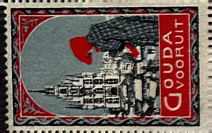 Gouda Vooruit – sluitzegel met stadhuis en klederdracht