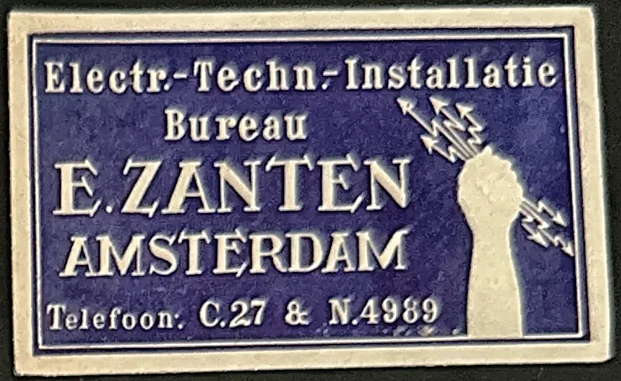 Sluitzegel E. Zanten Electrisch-Technisch Installatie Bureau Amsterdam