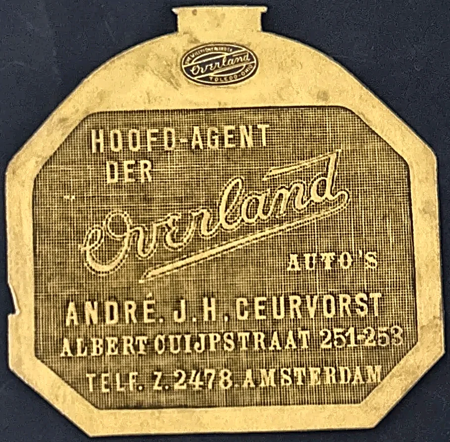 Overland Auto's – Hoofd-Agent André J.H. Ceurvorst, Amsterdam