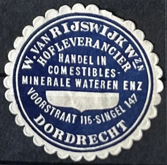 Sluitzegel W. van Rijswijk Wzn – Hofleverancier Dordrecht