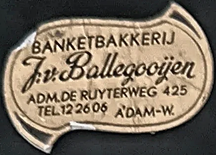 Sluitzegel Banketbakkerij J.v. Ballegooijen Amsterdam-West