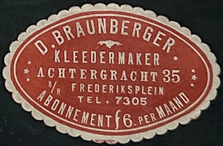 Sluitzegel D. Braunberger Kleedermaker Amsterdam