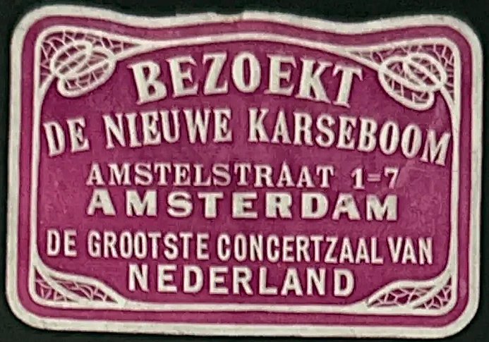 Reclamesluitzegel De Nieuwe Karseboom Amsterdam