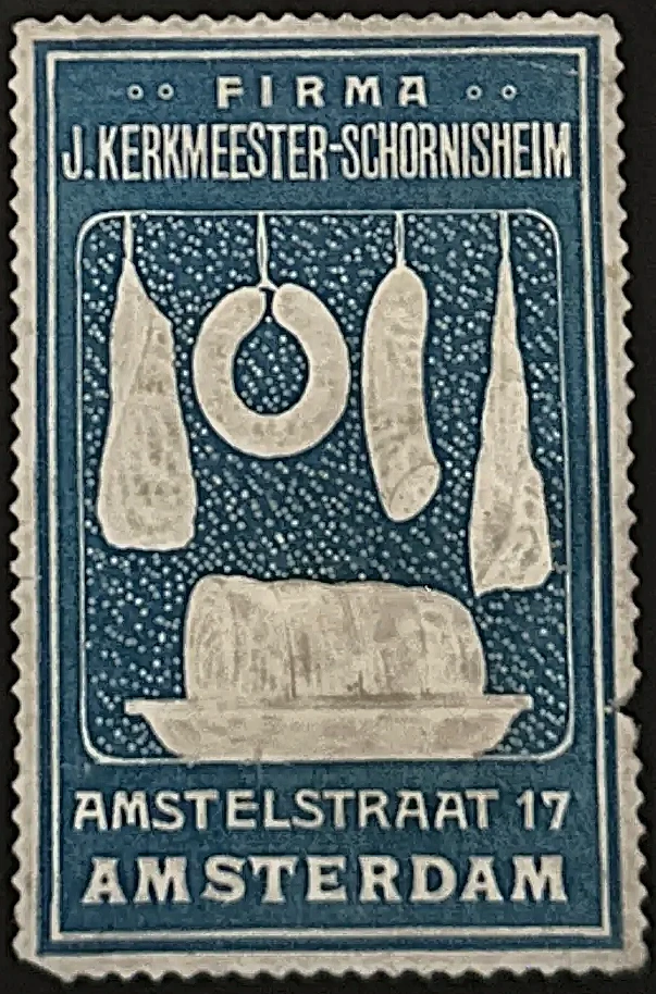 Reclamesluitzegel Firma J. Kerkmeester-Schornisheim – Vleeswaren Amsterdam