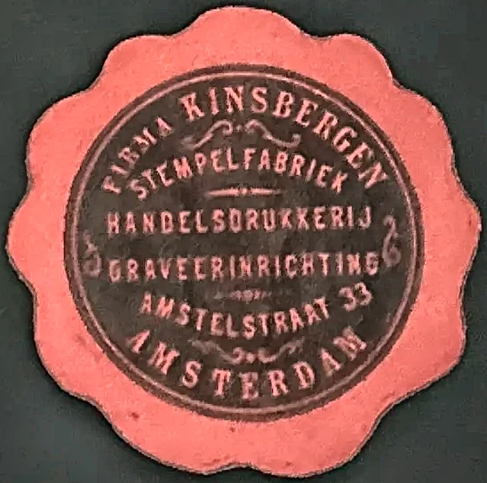 Sluitzegel Firma Kinsbergen – Stempelfabriek & Handelsdrukkerij Amsterdam