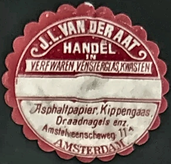 Sluitzegel J.L. van der Aat – Handel in Verfwaren, Amsterdam