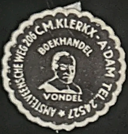 Sluitzegel Boekhandel C.M. Klerkx Amsterdam