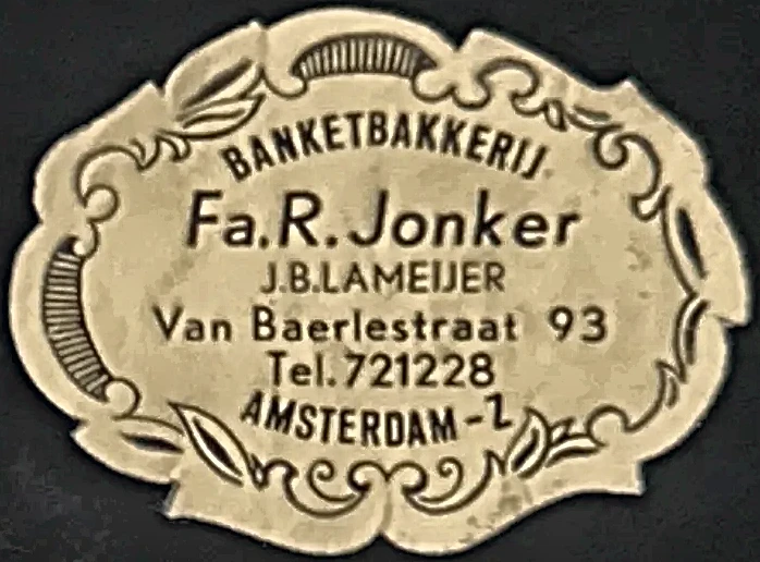 Sluitzegel Banketbakkerij Fa. R. Jonker, Amsterdam