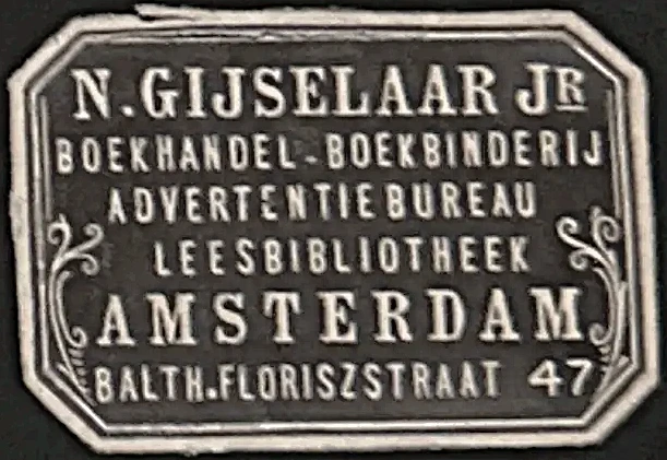 Sluitzegel N. Gijselaar Jr. – Boekhandel & Leesbibliotheek Amsterdam