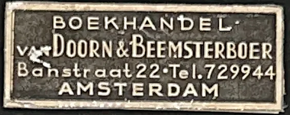 Sluitzegel Boekhandel Van Doorn & Beemsterboer Amsterdam