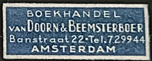 Sluitzegel Boekhandel Van Doorn & Beemsterboer Amsterdam