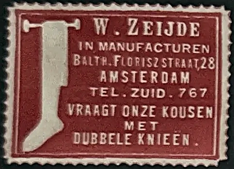 Reclamesluitzegel W. Zeijde Manufacturen Amsterdam
