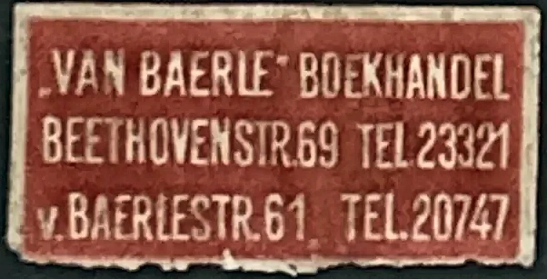 Sluitzegel Van Baerle Boekhandel Amsterdam
