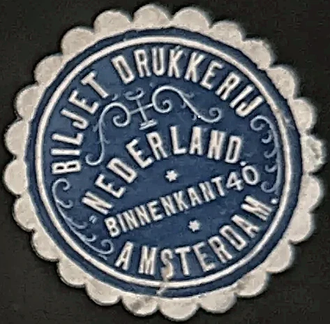 Sluitzegel Biljet Drukkerij Nederland Amsterdam