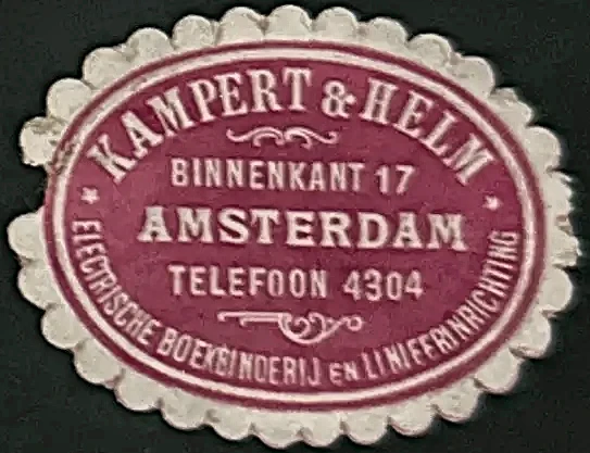 Sluitzegel Kampert & Helm – Elektrische Boekbinderij Amsterdam