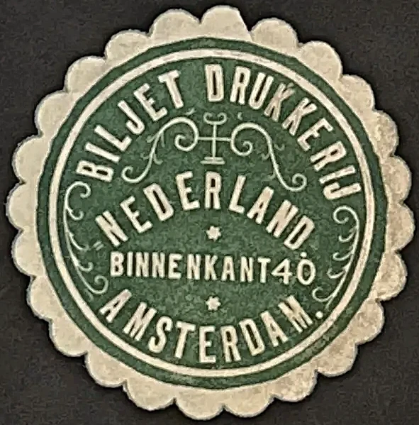 Sluitzegel Biljet Drukkerij Nederland, Amsterdam