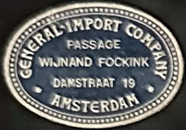 Sluitzegel General Import Company – Passage Wijnand Fockink, Amsterdam