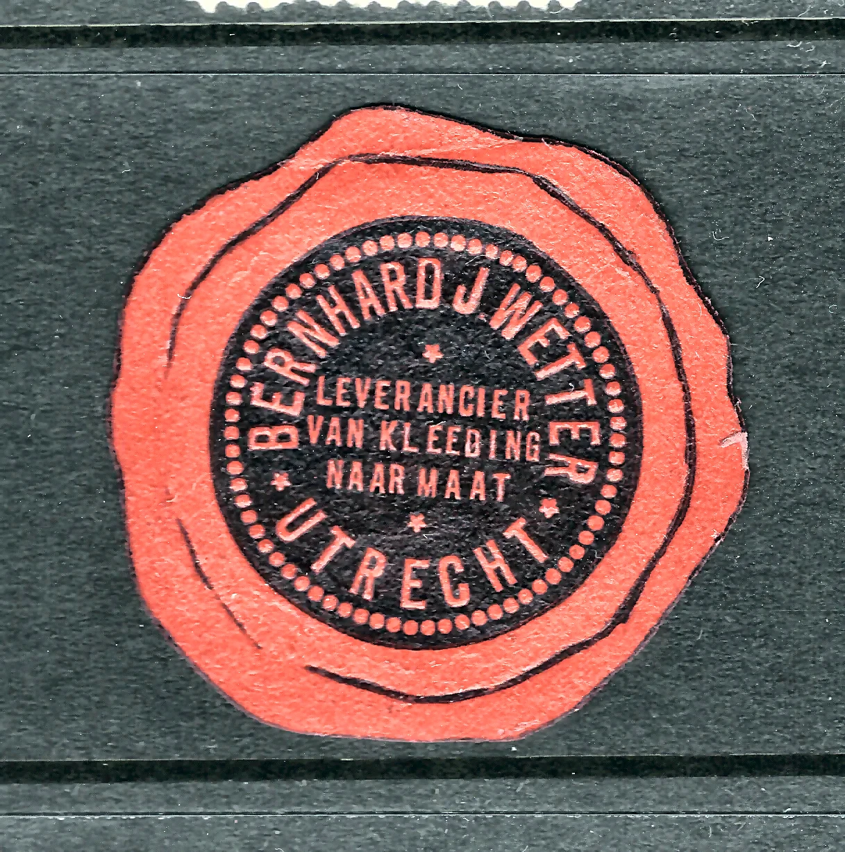 Sluitzegel Bernhard J. Wetter – Leverancier van Kleeding naar Maat, Utrecht