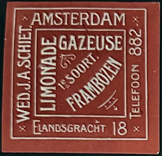 Sluitzegel Wed. J.A. Schiet – Frambozen Limonade Gazeuse, Amsterdam