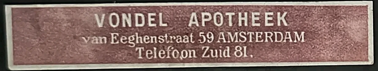 Vondel Apotheek – van Eeghenstraat 59 Amsterdam