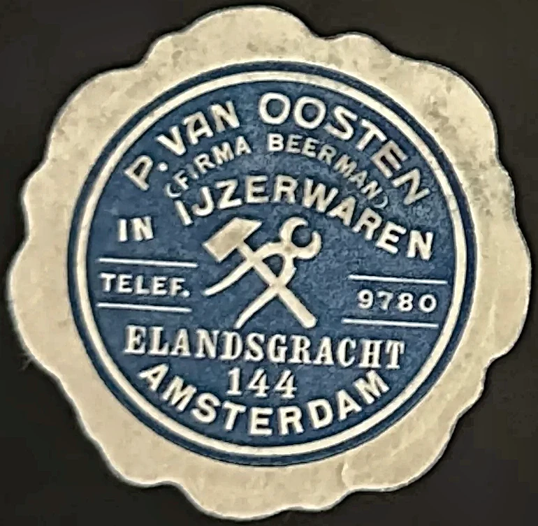 Sluitzegel IJzerwarenhandel P. van Oosten – Amsterdam