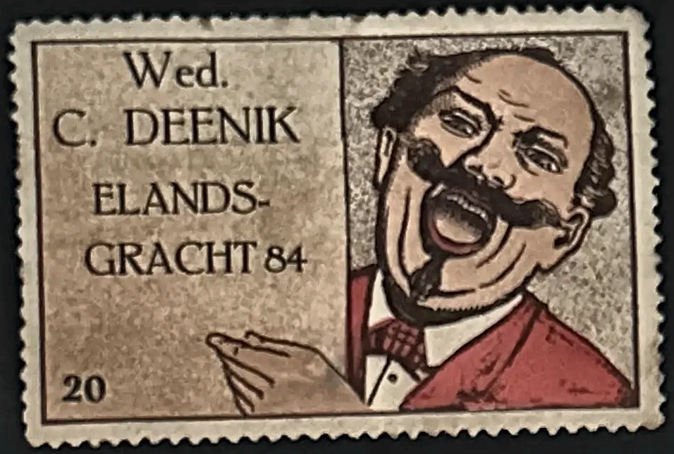 Reclamesluitzegel Wed. C. Deenik, Elandsgracht 84 Amsterdam