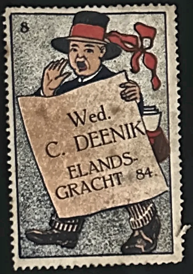 Reclamesluitzegel Wed. C. Deenik, Elandsgracht 84, Amsterdam