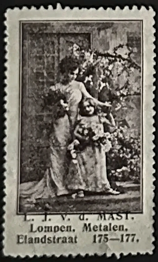 Reclame sluitzegel L.J. van der Mast – Lompen en Metalen, Den Haag