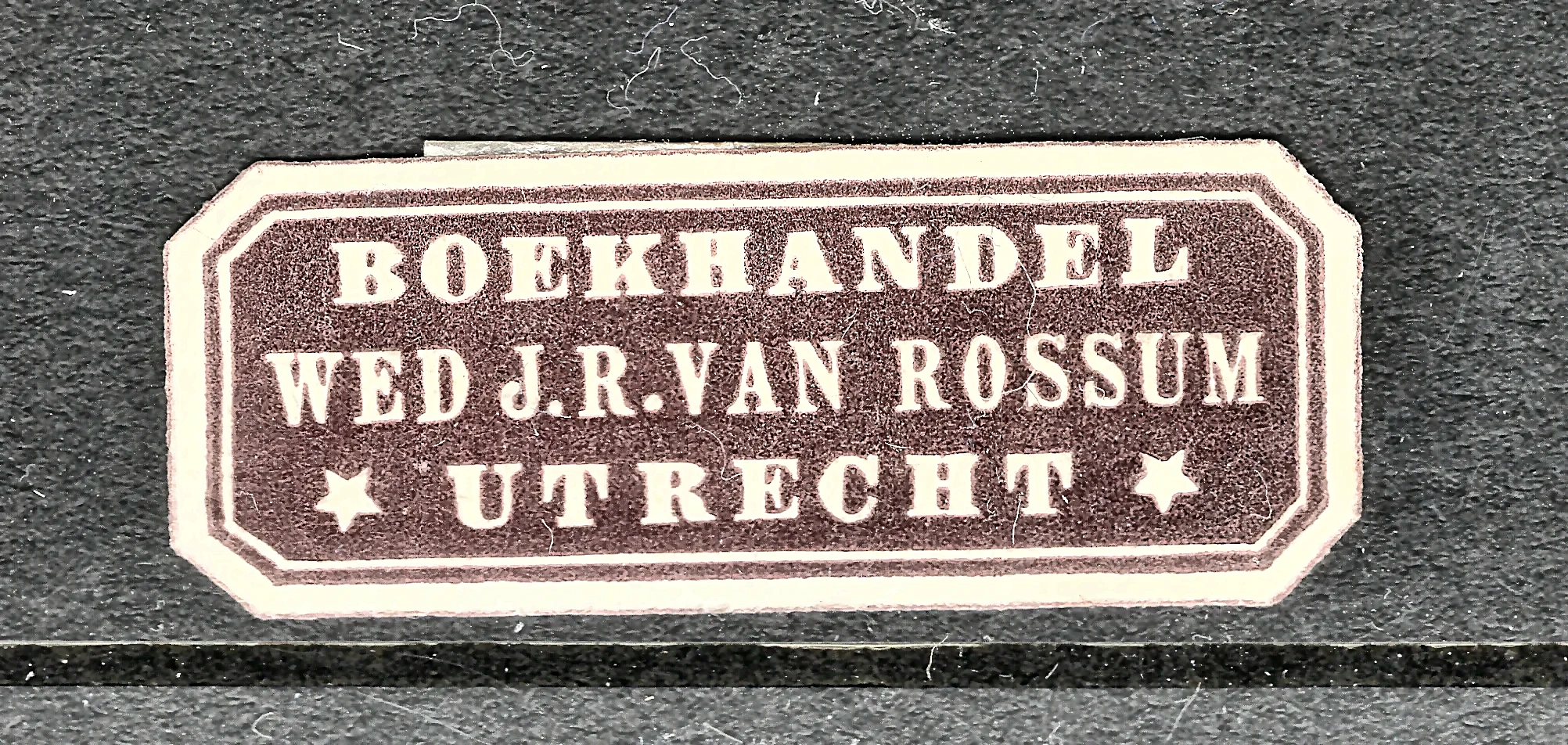 Sluitzegel Boekhandel Wed. J.R. van Rossum Utrecht