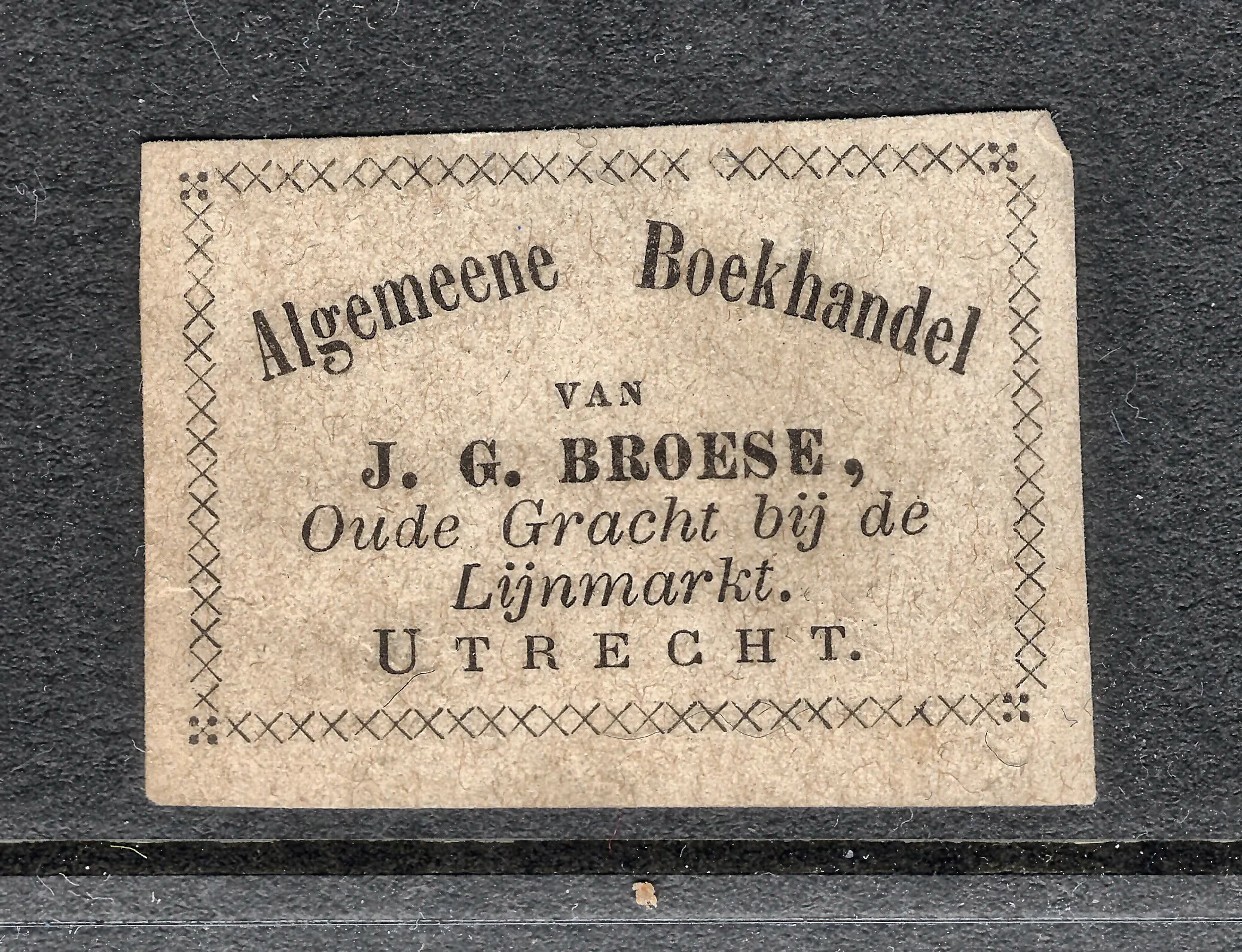 Sluitzegel Algemeene Boekhandel J.G. Broese Utrecht