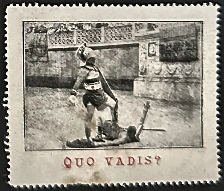 Reclamesluitzegel Quo Vadis – gladiatorenscène