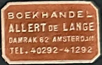 Sluitzegel Boekhandel Allert de Lange, Amsterdam