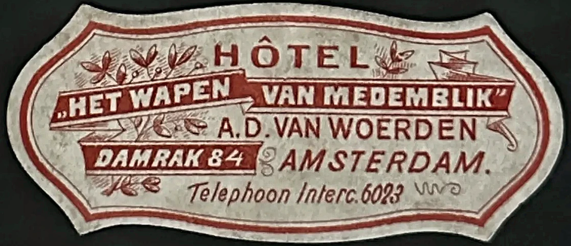 Sluitzegel Hôtel Het Wapen van Medemblik, Amsterdam