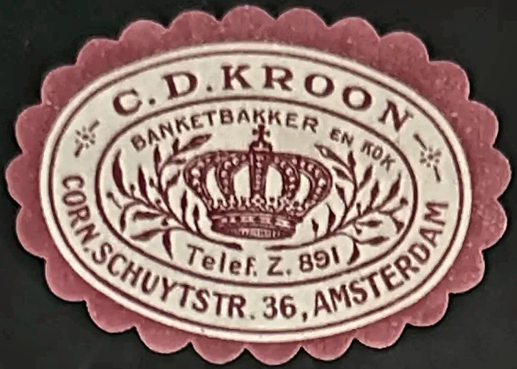 Sluitzegel C.D. Kroon – Banketbakker en Kok, Amsterdam