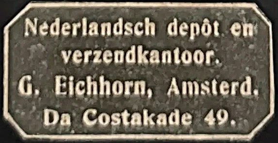 Sluitzegel G. Eichhorn – Nederlandsch Depôt en Verzendkantoor Amsterdam