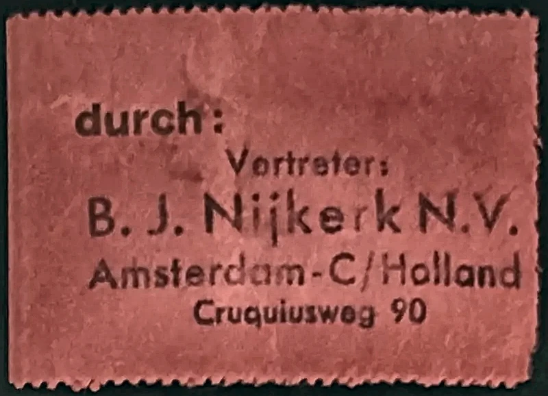 Sluitzegel B. J. Nijkerk N.V. – Amsterdam, Vertegenwoordiger