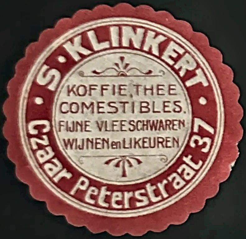 Sluitzegel S. Klinkert – Koffie, Thee & Comestibles, Amsterdam