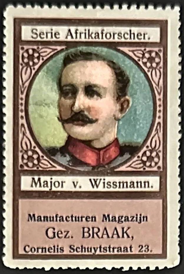Reclamesluitzegel Gez. Braak – Serie Afrikaforscher: Major v. Wissmann