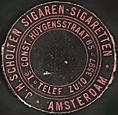 Sluitzegel J.H. Scholten Sigaren-Sigaretten Amsterdam