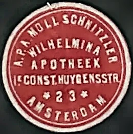 Sluitzegel Wilhelmina Apotheek A.P.A. Moll Schnitzler – Amsterdam