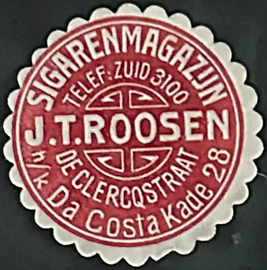 Sluitzegel Sigarenmagazijn J.T. Roosen Amsterdam