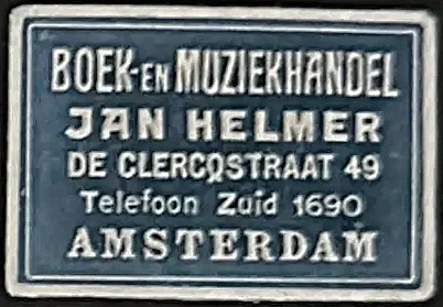 Sluitzegel Boek- en Muziekhandel Jan Helmer Amsterdam